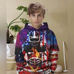 Boys Football American Flag 3D Print Hooded Shirt Size 5/6